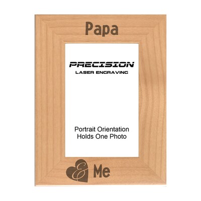 Grandpa Picture Frame Papa and Me Heart Engraved Natural Wood Picture Frame (WF-190) Fathers Day - image2
